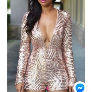Pink sequins romper